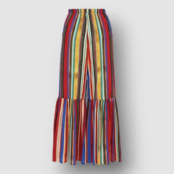 Autumn Adeigbo Red Adina Striped High Rise Flounce Hem Pants Size 4 $650 - Picture 4 of 7